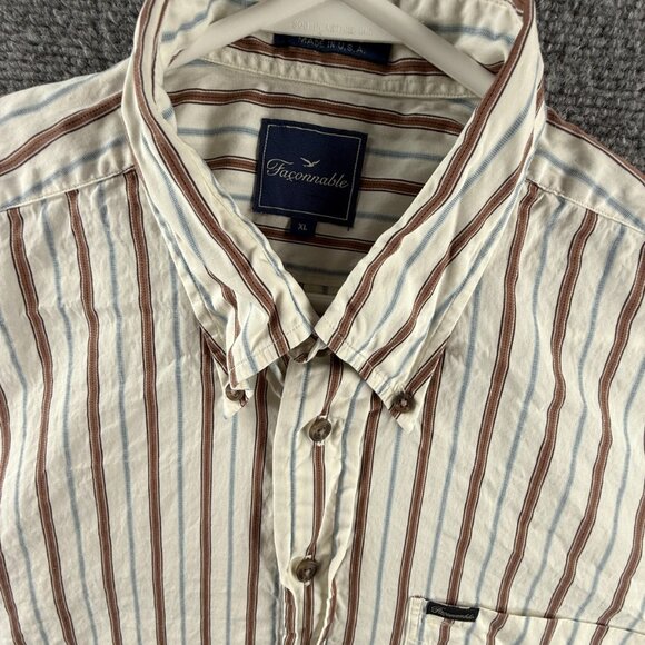 Faconnable Colorful Button-Down Cotton USA Striped XL Men Shirt Long Sleeve - Picture 7 of 16